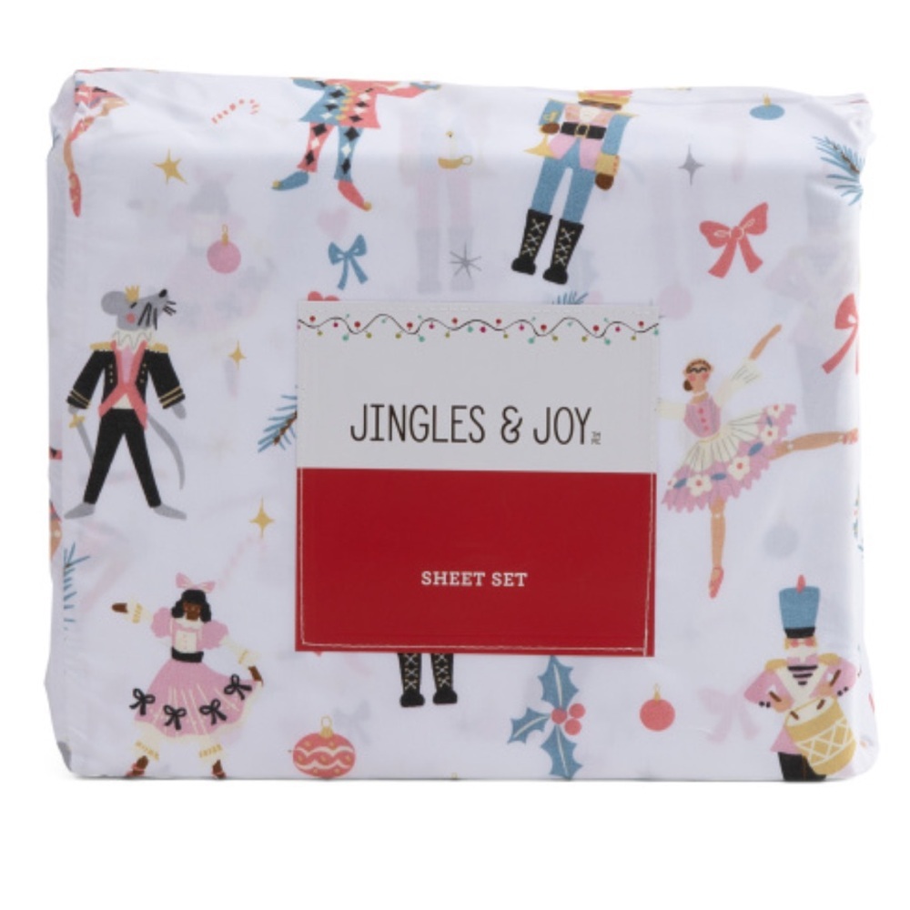 Jingles & Joy Nutcracker Dreams Holiday King Sheet Set New